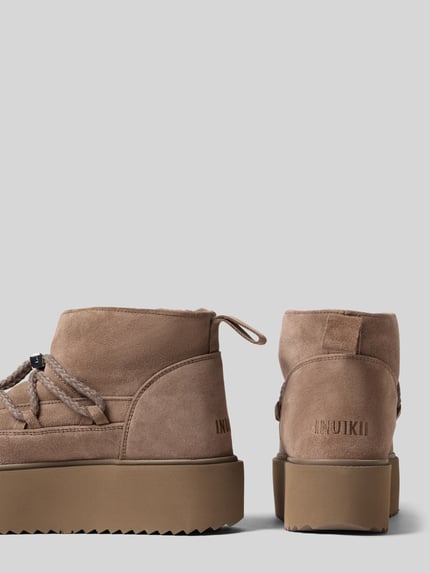INUIKII Snowboots van leer met plateauzool Taupe - 2