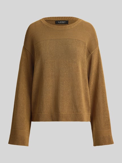 Lauren Ralph Lauren relaxed fit gebreide pullover van katoenmix Camel - 2