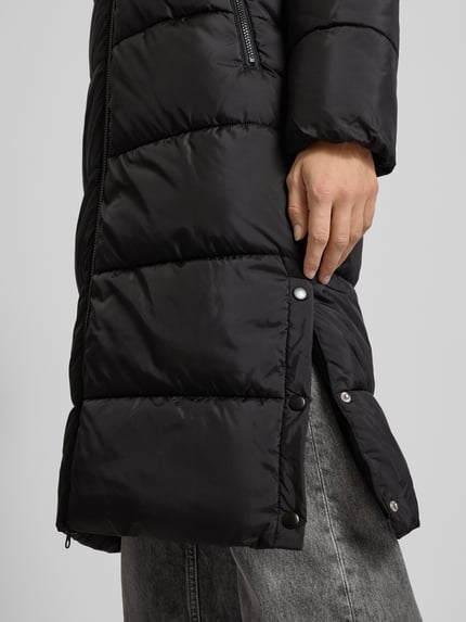 ONLY Regular fit gewatteerde lange jas met capuchon, model 'JENNY' Zwart - 3