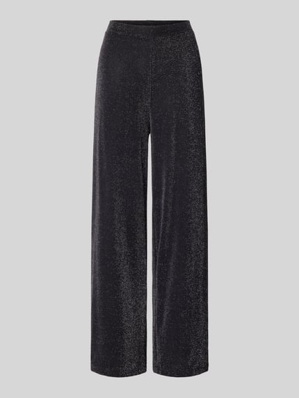 Produktfoto, Stoffhose mit Glitter-Effekt von Christian Berg Woman in Schwarz, Material-Mix mit Stretch-Anteil, lockerer Schnitt, elastischer Bund