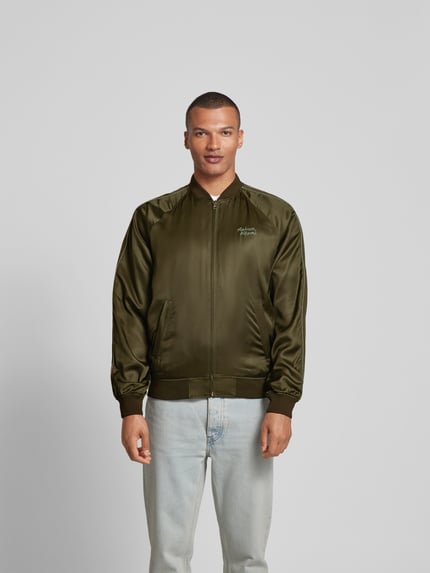 MAISON KITSUNÉ Bomberka z wyhaftowanym logo Oliwkowy 4