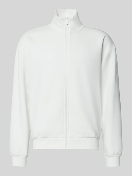 Produktfoto, Regular Fit Sweatjacke aus reiner Baumwolle von adidas Sportswear in Optik: Unifarben, Reißverschluss, Logo-Print, Stehkragen, Langarm, Material: Reine Baumwolle