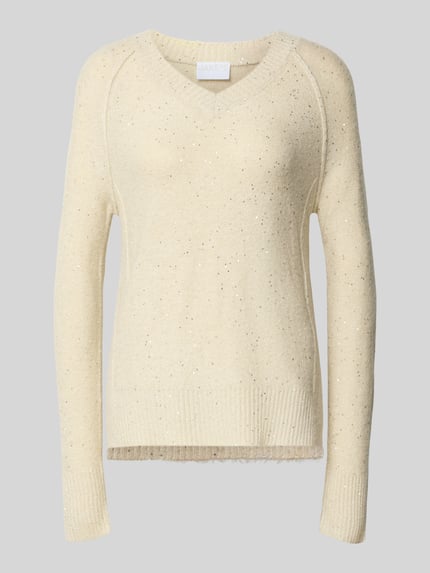 Jake*s Collection Regular Fit Pullover mit V-Ausschnitt Ecru 2