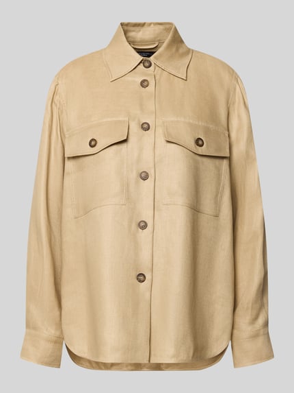 Ausgestellte Hemdjacke aus reinem Leinen Modell 'POMPOSA' Shop The Look MANNEQUINE