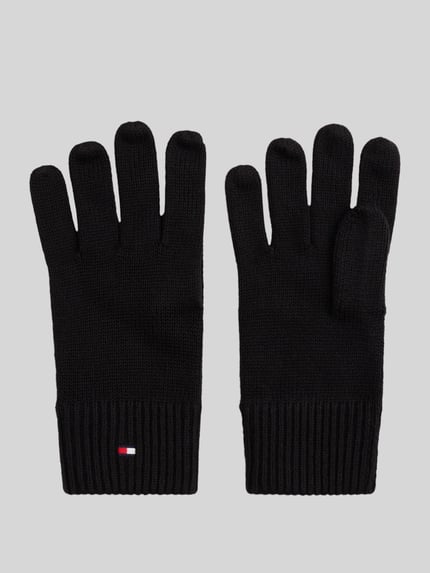 Tommy Hilfiger Rękawiczki z mieszanki bawełny i kaszmiru model 'ESSENTIALS FLAG' Czarny 1