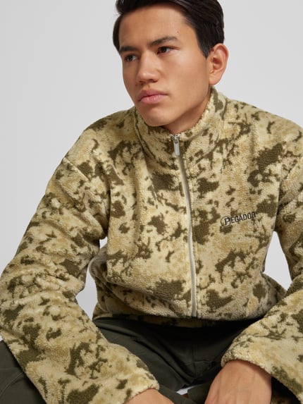 PEGADOR Teddyfelljacke mit Label-Stitching Modell 'JOHNSON' Oliv Melange 3