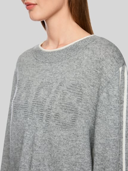 Marc Cain Relaxed Fit Pullover aus Wolle-Alpaka-Mix Mittelgrau 3