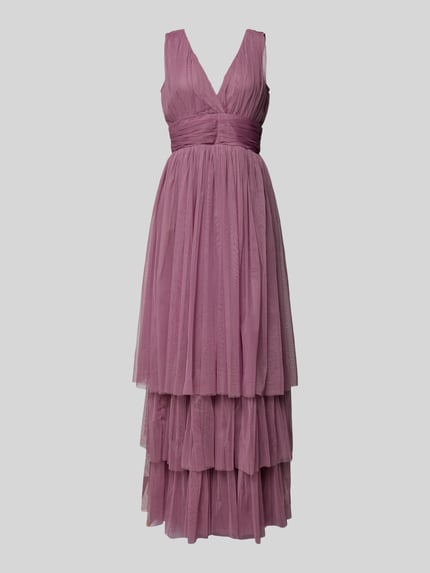 Lace & Beads Abendkleid im Stufen-Look Rose 2