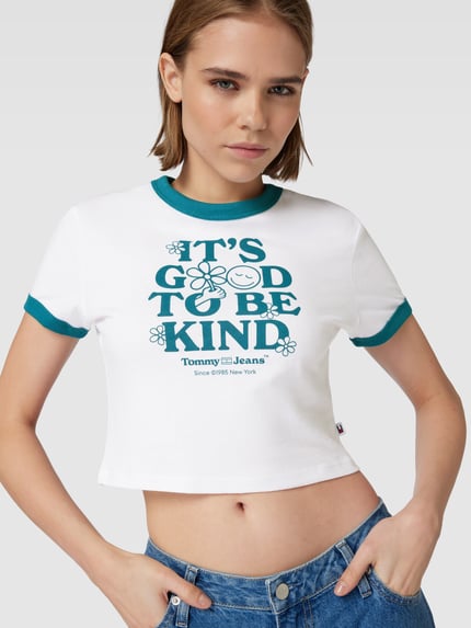 Tommy Jeans T-shirt krótki z nadrukiem z napisem Biały 3