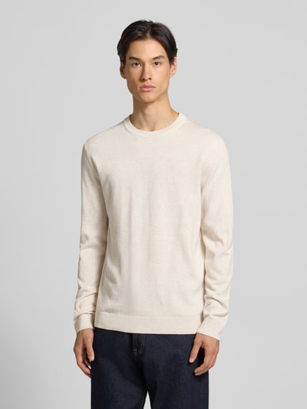 Tom Tailor Regular Fit Strickpullover aus reiner Baumwolle Beige 4