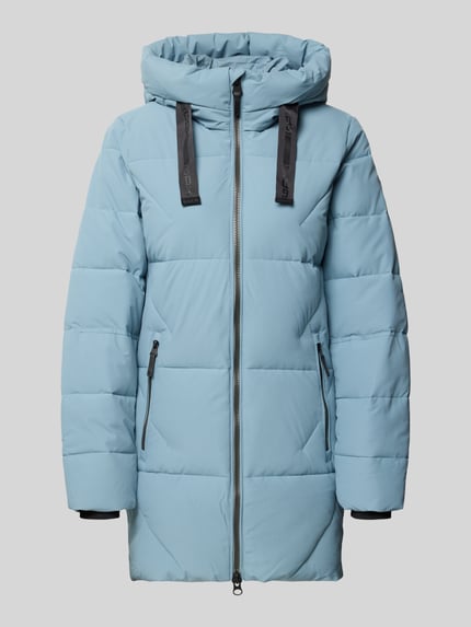 Produktfoto, Steppjacke mit 10.000 mm Wassersäule Modell 'GW30' von G.I.G.A. DX in Hellblau, Kapuze mit Tunnelzug, Zweiwege-Reißverschluss, strukturierte Oberfläche, mittellange Form, Damen Regular Fit