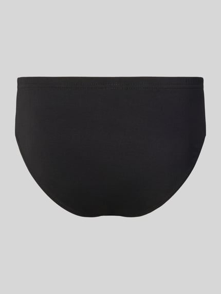 Produktfoto, Slip mit Label-Detail im 3er-Pack von Götzburg Wäsche in Schwarz, eng anliegender Schnitt aus reiner Baumwolle, glatte Textur