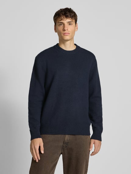 ONLY & SONS Relaxed Fit Pullover aus Baumwoll-Mix mit Woll-Anteil Modell 'JAMES' Dunkelblau 4