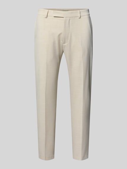 Produktfoto, Anzughose mit Bügelfalten Modell 'Beppe' von CINQUE in Beige, Straight Fit, Material-Mix mit Viskose-Anteil, strukturierte Oberfläche, Knopf-, Haken- und Reißverschluss, französische Eingrifftaschen, Gesäßleistentaschen, Bundweite 45 cm, Innenbeinlänge 72 cm bei Größe 50