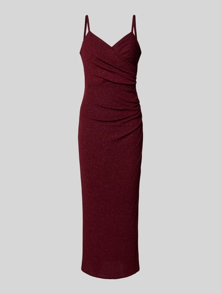 TROYDEN COLLECTION Avondjurk met V-hals en plooien Bordeaux - 2