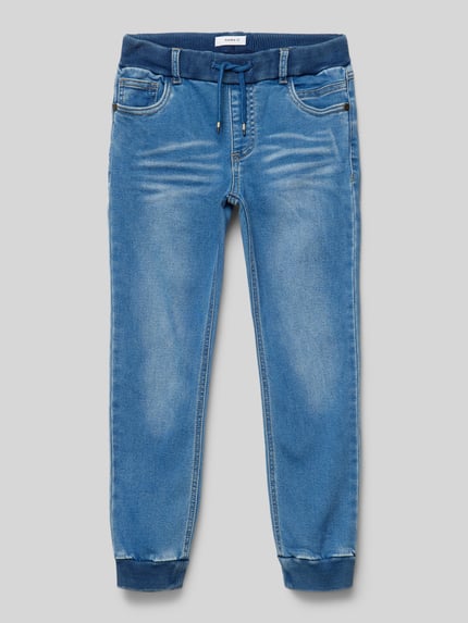 NAME IT Baggy Fit Jeans mit elastischen Abschlüssen Modell 'BEN' Blau 1