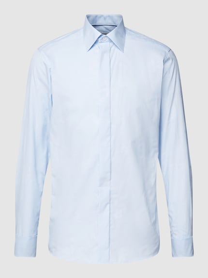 Eton Slim fit smokingoverhemd van hoogwaardig katoen, model 'FLORAL JACQUARD' Bleu - 2