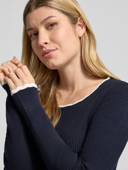 Jake*s Casual Slim fit pullover met wol Donkerblauw - 3