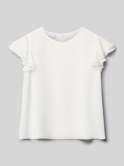 Produktfoto, Regular Fit Blouse met ronde hals van Weise met kapmouwen en mouwen met ruches, ruglengte 39 cm, maat 134, kleur wit