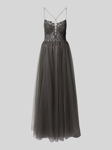 VM by Vera Mont Abendkleid mit Spitzenbesatz Anthrazit 2