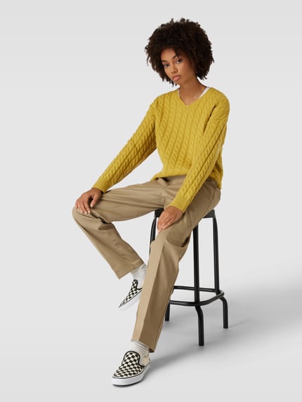 Levi's® Strickpullover mit Zopfmuster Modell 'RAE' Senf 1