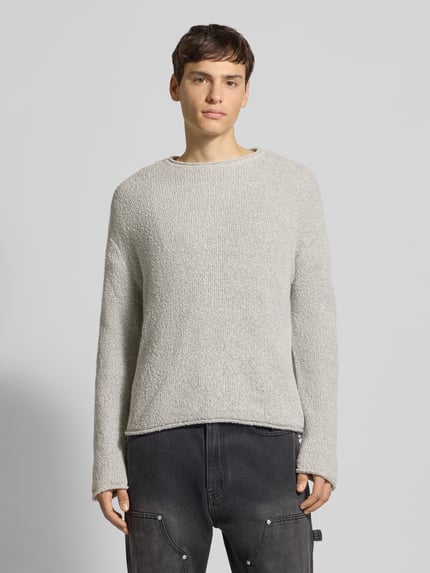 REVIEW Strickpullover mit gerippten Abschlüssen Hellgrau 4