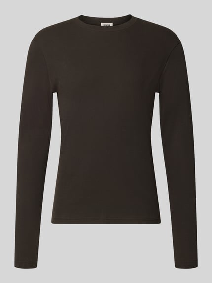 Produktfoto, Slim Fit Longsleeve aus reiner Baumwolle Modell 'Enil' van DRYKORN, zwart, structuurpatroon, ronde hals, puur katoen, heren