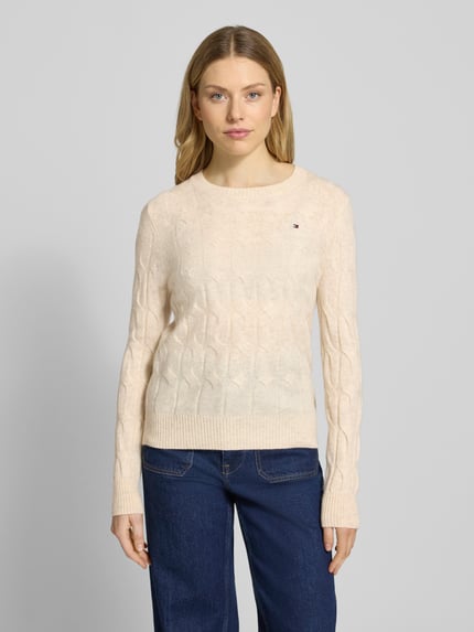 Tommy Hilfiger Regular Fit Strickpullover aus reiner Wolle Ecru 4