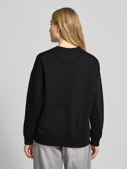 GUESS Sweatshirt mit Rundhalsausschnitt und Label-Stitching Black 5