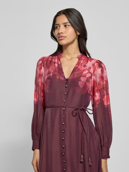 Forever New Avondjurk met linnen, model 'Camilla' Prune gemêleerd - 3