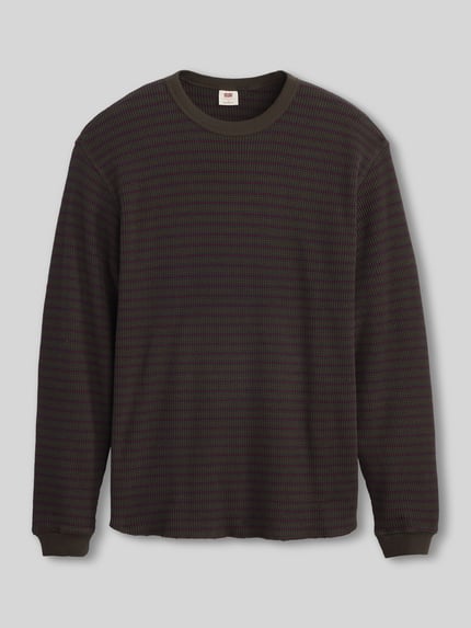 Levi's® Relaxed Fit Langarmshirt aus reiner Baumwolle Modell 'THERMAL TEE YANNIC' Dunkelbraun 2