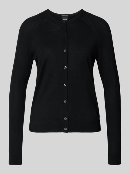 BOSS Regular fit gebreid jack van zuivere scheerwol, model 'FONAMI' Zwart - 2