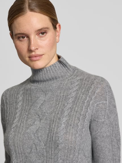 Christian Berg Woman Pullover van kasjmier met kabelpatroon Grafiet gemêleerd - 3