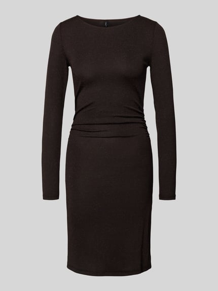 VERO MODA Knielanges Kleid mit Effektgarn Modell 'KANVA' Schoko 2