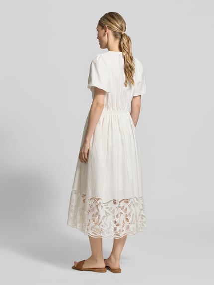SUNCOO PARIS Midikleid mit Loch-Stickerei Modell 'Cecily' Weiss 5