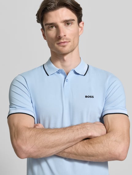 BOSS Green Slim Fit Poloshirt aus reiner Baumwolle Modell 'PAUL' Aqua 3