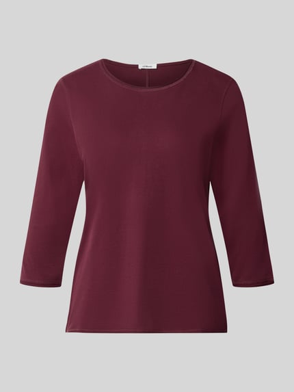 Produktfoto, Regular Fit 3/4-Shirt aus reiner Baumwolle von s.Oliver RED LABEL in dunklem Bordeaux, glatte Struktur, dezente Nähte