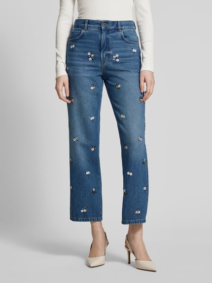 Weekend Max Mara Straight Fit Jeans mit Ziersteinbesatz Blau 4