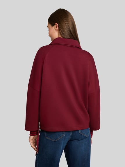 Tom Tailor Boxy Fit Sweatjacke mit Viskose-Anteil Bordeaux 5