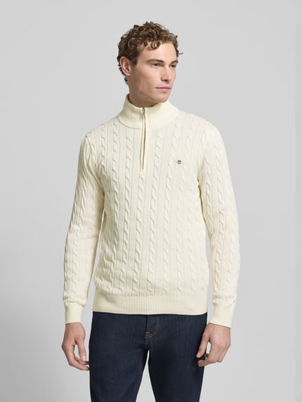 GANT Slim Fit Troyer mit gerippten Abschlüssen Offwhite 4