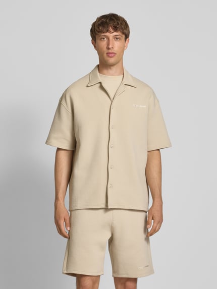 PEGADOR Relaxed Fit Freizeithemd mit Strukturmuster Modell 'Tate' Beige 4
