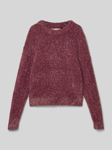 ONLY Regular Fit Strickpullover mit Glitzer-Optik Modell 'PIUMO GLITTER' Bordeaux 1