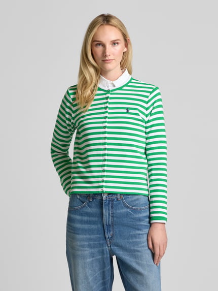 Polo Ralph Lauren Gebreide jacks met logostitching, model 'TERRY' Groen - 4
