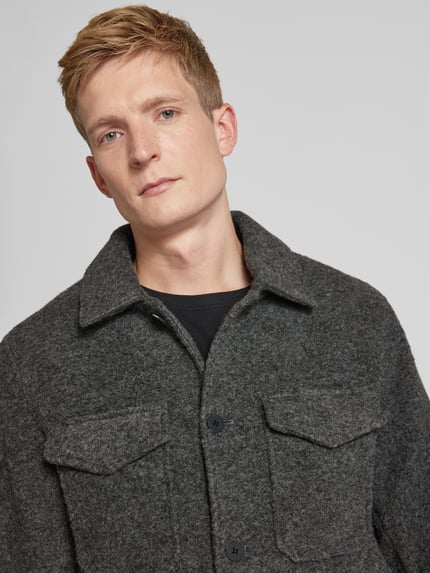 Jake*s Studio Men Overhemdjack met platte kraag Antraciet gemêleerd - 3