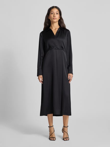Marc Cain Midikleid aus Viskose-Mix mit V-Ausschnitt Black 4