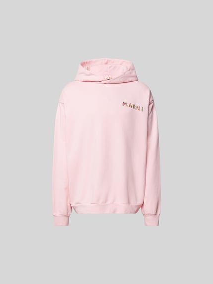Marni Bluza z kapturem o kroju oversized z nadrukiem z logo Różowy 2