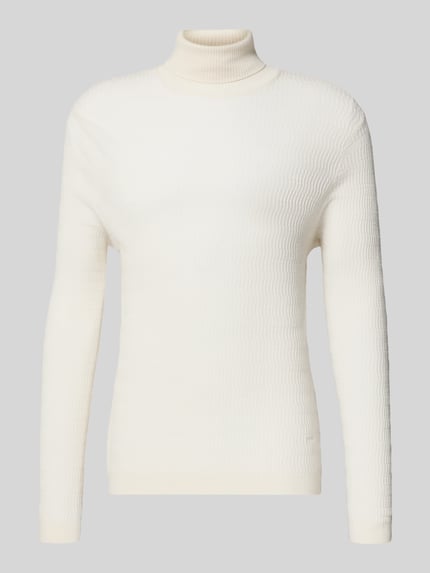 Emporio Armani Rollkragenpullover mit gerippten Abschlüssen Weiss 2