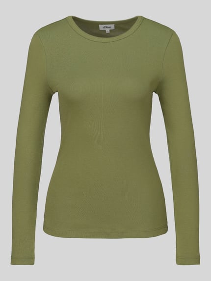 s.Oliver RED LABEL Longsleeve mit Rollsaum-Details Oliv 2
