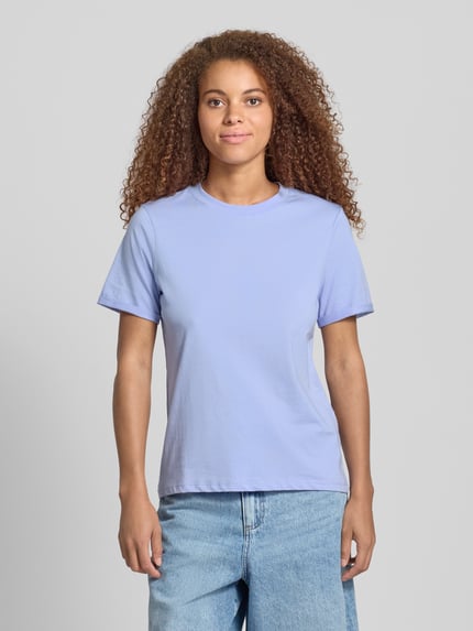 PIECES T-shirt o kroju regular fit z czystej bawełny model ‘RIA’ Jasnoniebieski 4