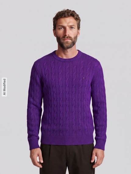 Tommy Hilfiger Regular Fit Pullover aus reiner Schafswolle Violett 4
